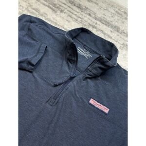 Vineyard Vines The Shep Shirt Women's Navy Heathered Quarter Zip Pullover Large